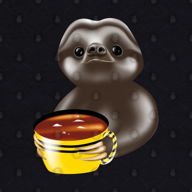 Cute sloth  drinking coffee urgently by AdishPr